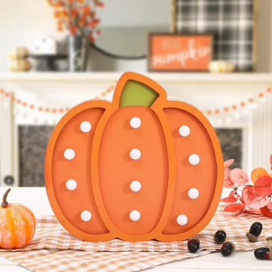 Pumpkins with Light Tabletop Decor {3}