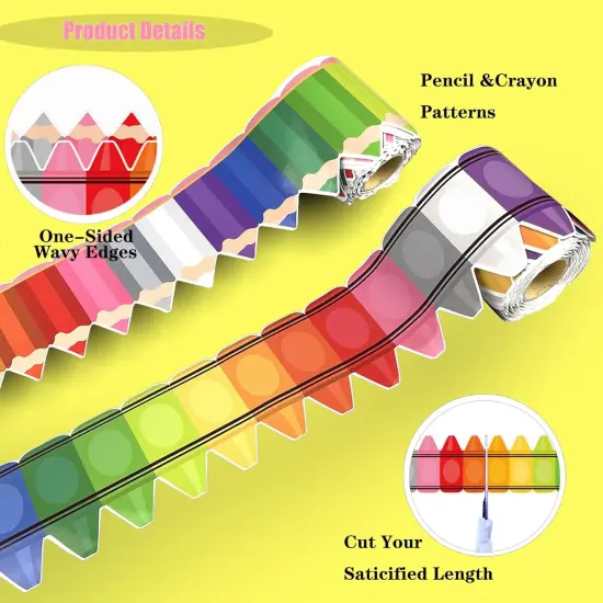 Rainbow Bulletin Board Borders 65.6ft - Crayon & Pencil Classroom Decor {2}