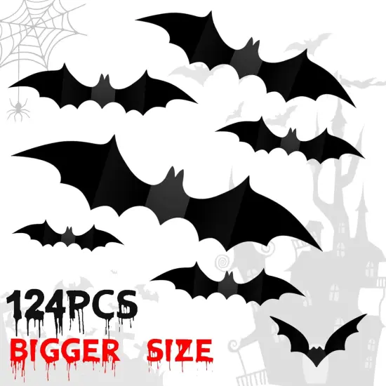 Big Size Bat Wall Decor Stickers, 124pcs {2}