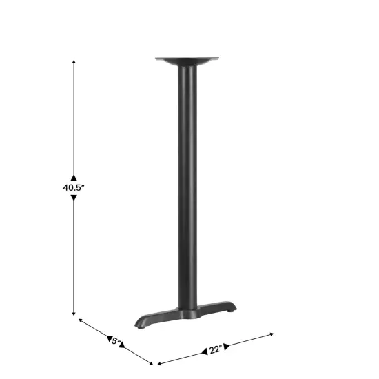 Emma and Oliver 5'' x 22'' Restaurant Table T-Base with 3'' Dia. Bar Height Column Black {2}