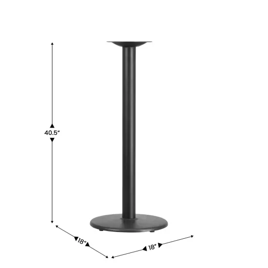 Emma and Oliver 18'' Round Restaurant Table Base with 3'' Dia. Bar Height Column Black {2}