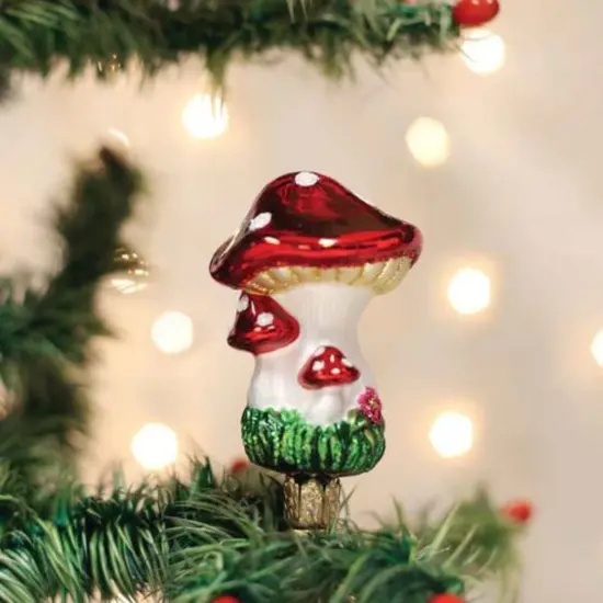 Old World Christmas 4.0 Inch Clip On Mushroom Christmas Tree Ornament , Ornament Red Cap Good Fortune Fungi {3}