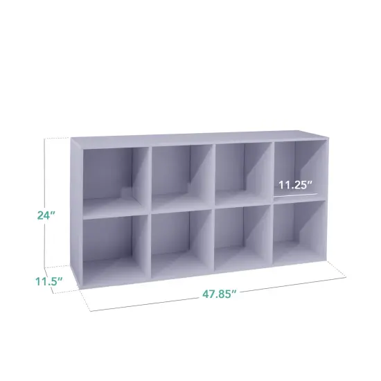 Best Choice Products 8-Cube Bookshelf, 11in Display Storage System, Organizer w/ Removable Back Panels Lavender {2}