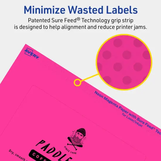 Avery Neon Magenta Paper Labels, 4" x 6" Rectangle {4}