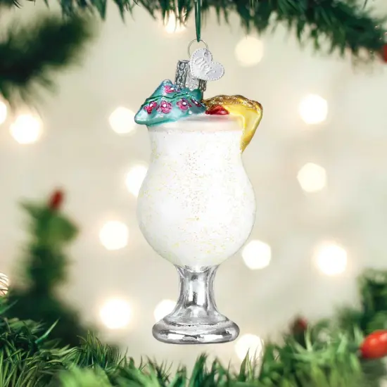 Old World Christmas 4.0 Inch Pi&ntilde;a Colada Tree Ornament , Ornament Rum Pinnapple White {3}