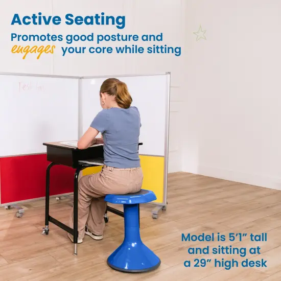ACE Active Core Engagement Wobble Stool, Portable Flexible Seating, 18in Seat Height Blue {3}