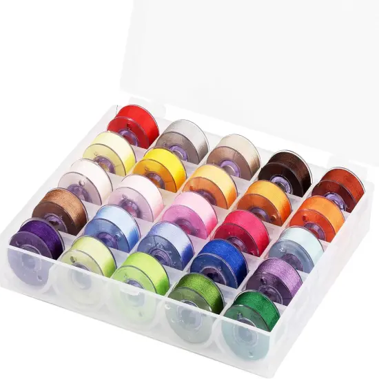 25pcs Assorted Colors Size A Class 15 (SA156) 60WT Prewound Bobbins Thread {1}