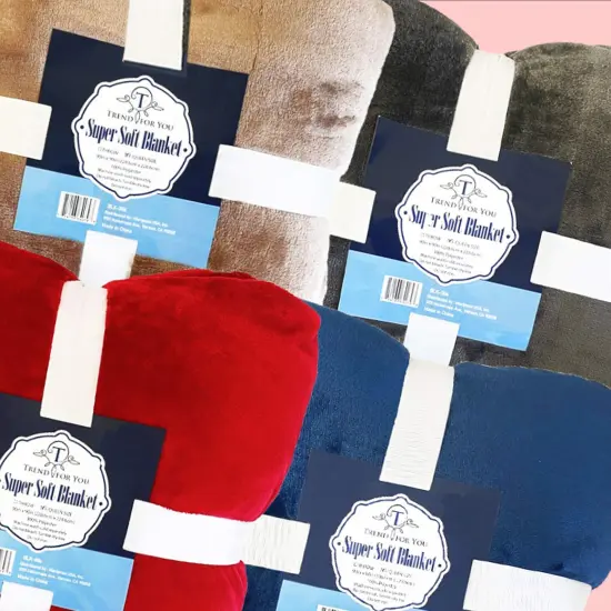 90x90" Solid Color Flannel Blanket Red, Coffee, Charcoal & Navy, 310g Single Layer {3}