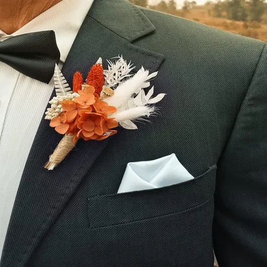 Dried Flower Boutonniere 6-Piece Set for Men's Boho Wedding Boutonniere {5}