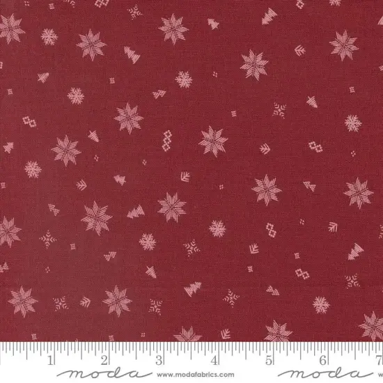 Cozy Wonderland Red Burgundy Snowflakes 44"/45" Fabric Per Yard {1}