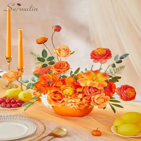 Artificial Fall Flowers - Bright Orange (Square) {2}