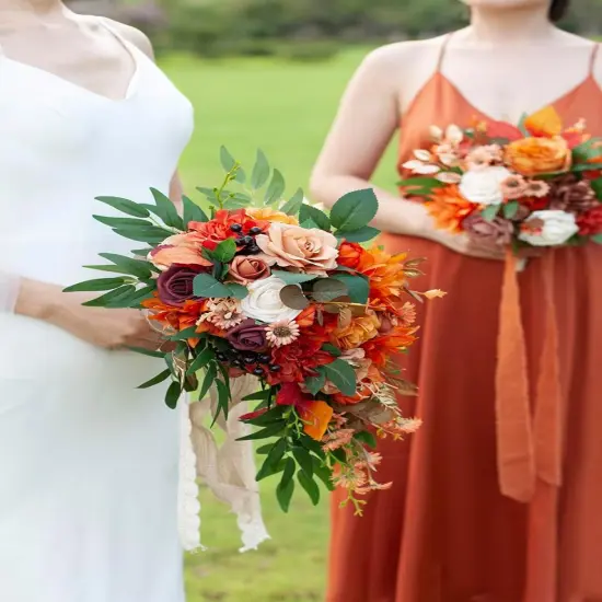 11" Burnt Orange Wedding Bouquet {5}