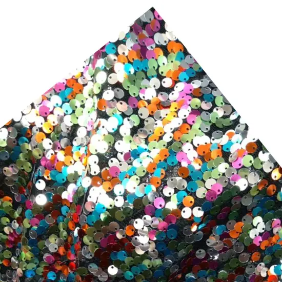 1 Yard Multi Color Sequins Printed Embroidery Fabric for Costumes 60 Inches Wide {5}