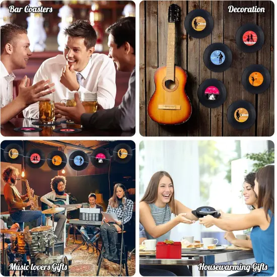 Funny Retro Vinyl Record Coasters with Player {4}