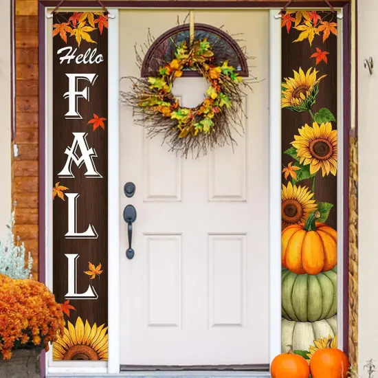 Hello Fall Porch Banner Sign {4}