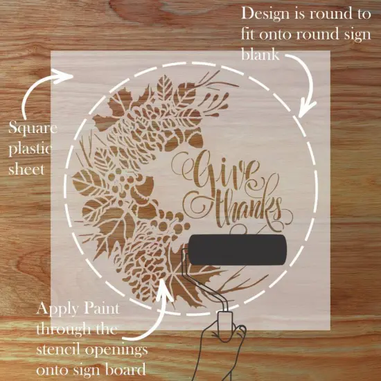Thanksgiving Wreath Round Sign Stencil | Sign Stencil | DIY Sign Stencil | Round Stencil | Designer Stencils | {3}