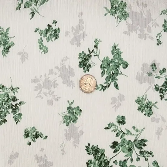 1 Yard Rayon Crinkle Ivory Green Fabric Lightweight 50/52" Width Apparel Fabric {1}