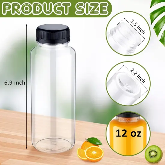 24 Pcs 12 Oz Plastic Juice Bottles with Caps {2}