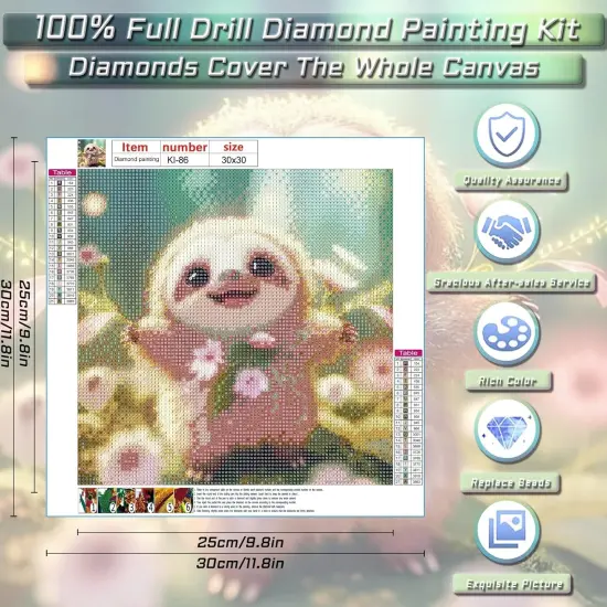 Sloth Diamond Painting Art Kits for Adults,5D Diamond Painting Diamond Art Kits,with Round Diamond Dots Full Drill Diamonds Crafts for Wall Decor&Gift-12x12in {2}