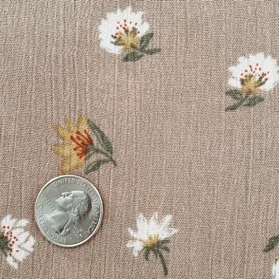 1 Yard Taupe Olive Rayon Crinkle Crepon Apparel Fabric Trendy Drape, 50/52" Width {4}