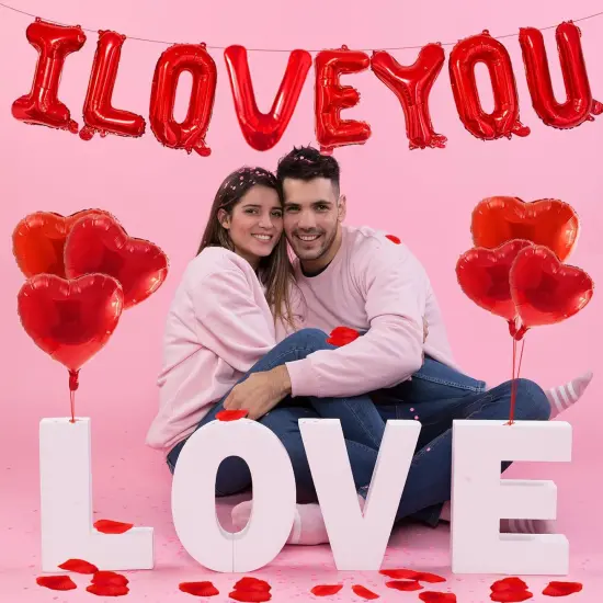 500 Rose Petals, Foil Mylar Love Balloons,I Love You Heart Balloons {3}