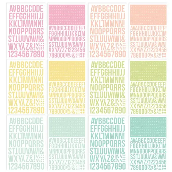 Simple Stories Color Vibe Alpha Sticker Book 12/Sheets-Lights, 1758/Pkg {3}