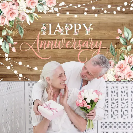 Happy Anniversary Backdrop - 70.8 x 43.3 Inch {4}