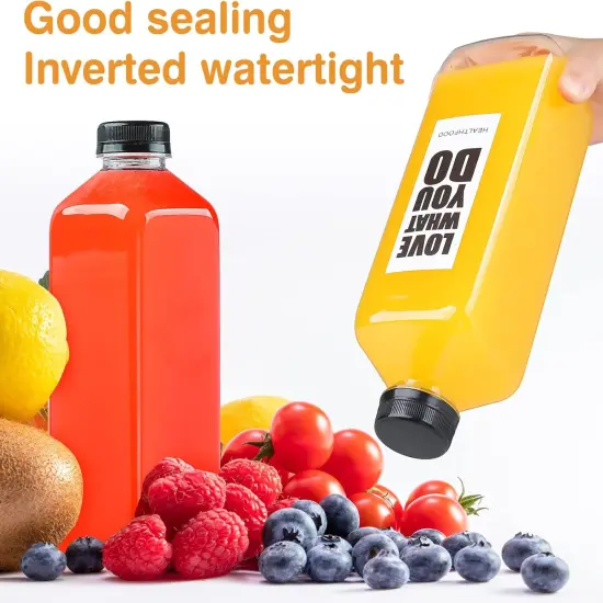 10pcs 33oz Plastic Bottles with Caps, Juice Container with Lids {4}