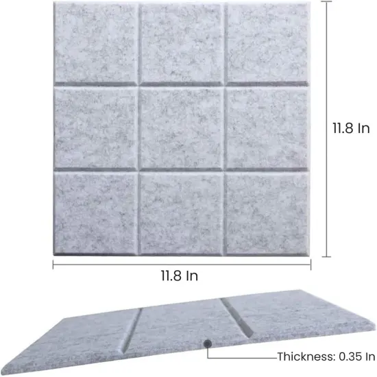 Felt Pin Board Tiles Pack of 6, 11.8"x11.8" Square Light Grey Cork Board Alternative {2}