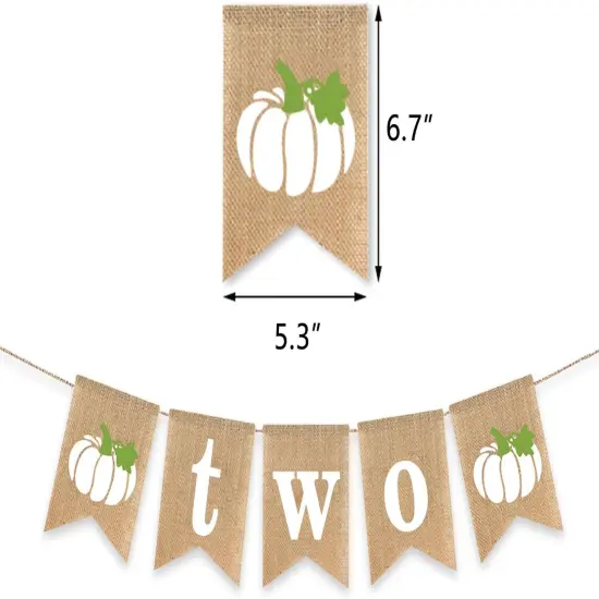 Two Pumpkin Banner 2nd Birthday Party Decoration Little Pumpkin {2}