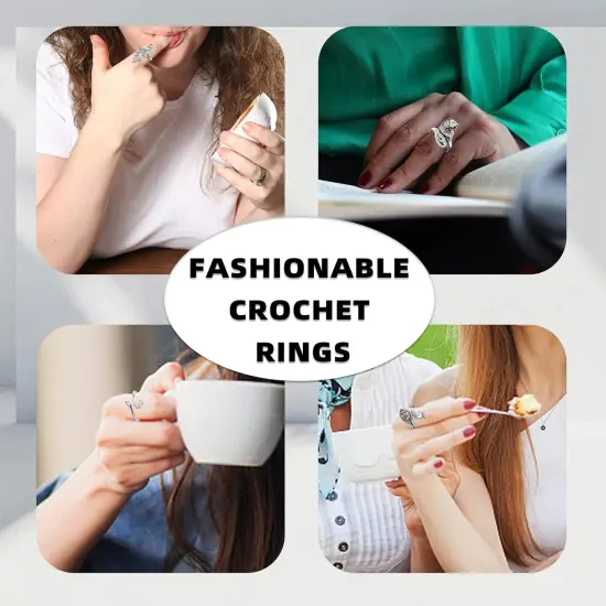10 Pcs Crochet Ring - Adjustable Crochet Ring {3}