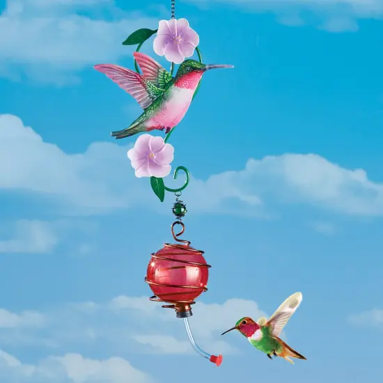 Collections Etc Unique Hanging Hummingbird Feeder Garden Mobile {1}