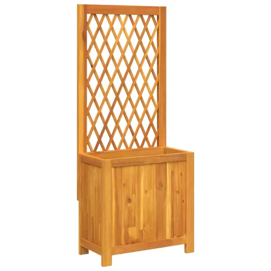 vidaXL Planter with Trellis 21.7"x11.6"x52" Solid Wood Acacia {2}