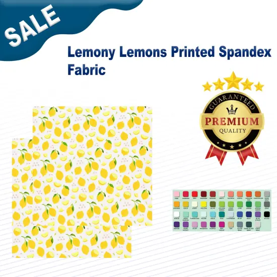 Lemony Lemons Printed Spandex Fabric {2}