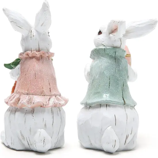 Easter Bunny Decorations Spring Home Decor Bunny Figurines(Easter White Rabbit 2pcs) {3}
