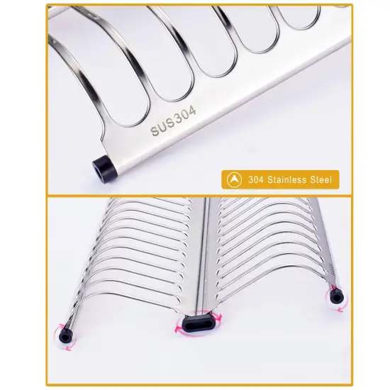 2-Tier Small Dish Drying Rack with Drainboard & Cutting Board Holder for Kitchen {3}