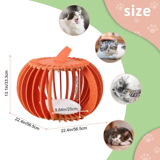 Portable & Collapsible Bed for Cats Dogs, Ideal Gift for Cat Dogs Lovers & Halloween Decor Orange {2}