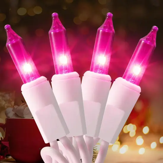 100 Count Mini Pink Lights String, 21ft Pink Christmas Tree Lights Plug in,Christmas Pink String Lights for Room, Valentine's Day Outdoor Porch Decor Birthday Celebrations and Weddings Decorations {2}