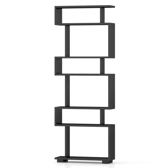6-Tier Bookcase with Anti-Tipping Kit Black {1}