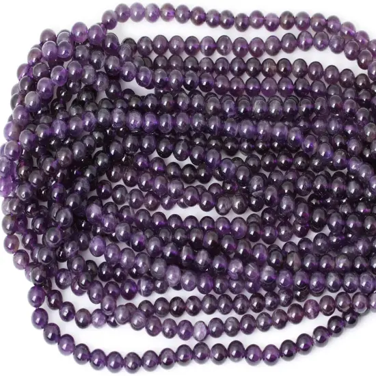60PCS 6mm Natural Amethyst Gemstone Round Loose Beads Crystal Energy Stone Healing Power for Jewelry Making 1 Strand 15" {3}