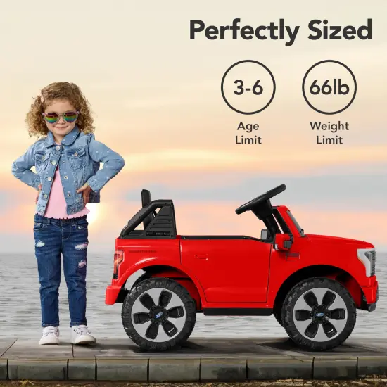 Best Choice Products Kids 12V Ride On Car Officially Licensed Ford Lightning Truck w/ Remote, LED Lights Red {6}