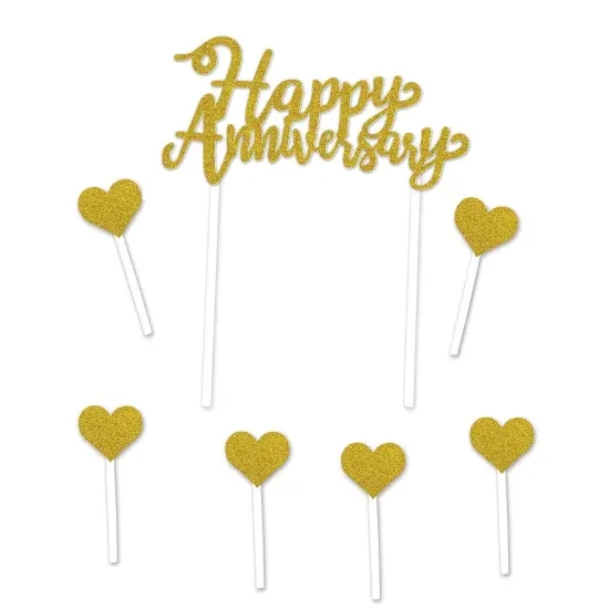 12 Pack Bulk Happy Anniversary Cake Topper {1}