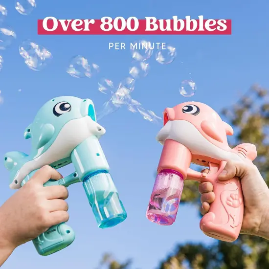2 Bubble Guns Kit, Whale Automatic Bubble Maker Blower Machine with 4 Solutions for Kids, Summer Toy, Birthday, Outdoor & Indoor Activity, Easter, Valentine Party Favors {2}