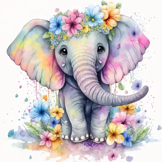 Baby Elephant Diamond Art Kits for Adults, Round Full Drill Diamond Painting Kits for Beginners Gem Art {5}