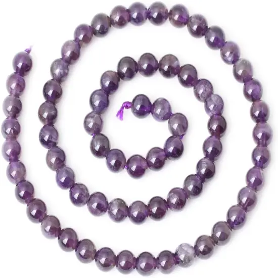60PCS 6mm Natural Amethyst Gemstone Round Loose Beads Crystal Energy Stone Healing Power for Jewelry Making 1 Strand 15" {4}
