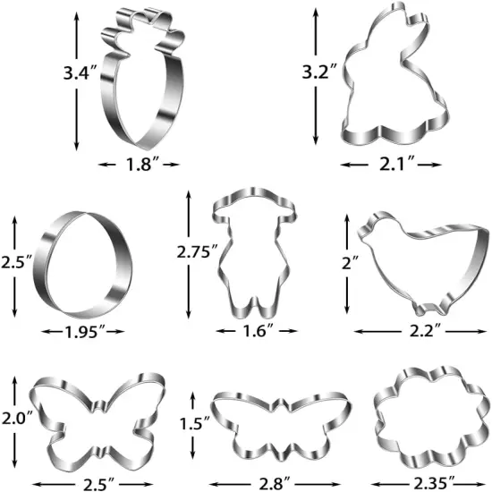 Easter Cookie Cutter Set - Bunny, Egg, Butterfly, Flower, Chick, Carrot, Dog - 8PCS Easter Cookie Cutters - Easter Cookie Cutters Shapes for Spring Holiday Baking, Mini Easter Cookie Cutters for Party {3}