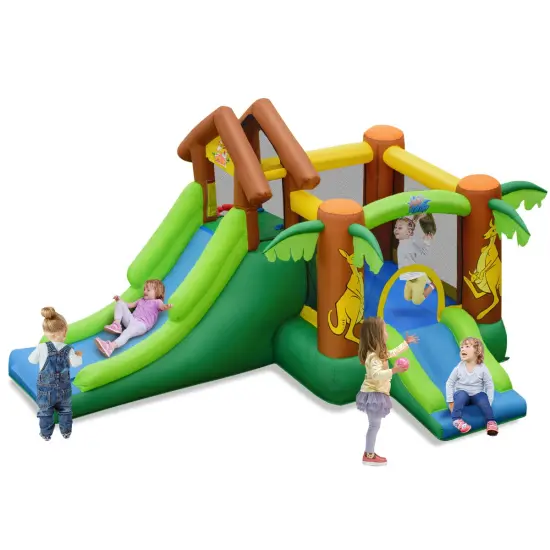 Kids Inflatable Jungle Bounce House Castle with 680W Blower {4}