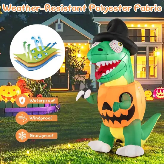 Blow up Inflatable Pumpkin Dinosaur Yard Decoration with Built-in LED Lights {6}
