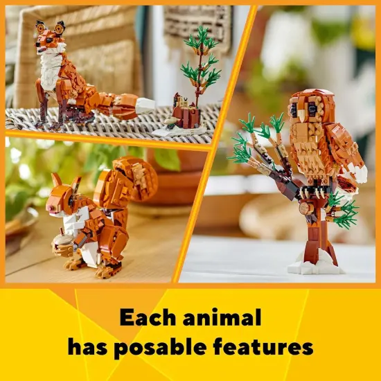 Creator 3 in 1 Forest Animals Red Fox Toys - Building Toys for Kids, Boys & Girls, Ages 9+ - Animal Figurine W/ 3 Building Options into Fox, Owl, or Squirrel - 31154 {4}
