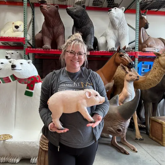 New Born Pig Life Size Statue {3}